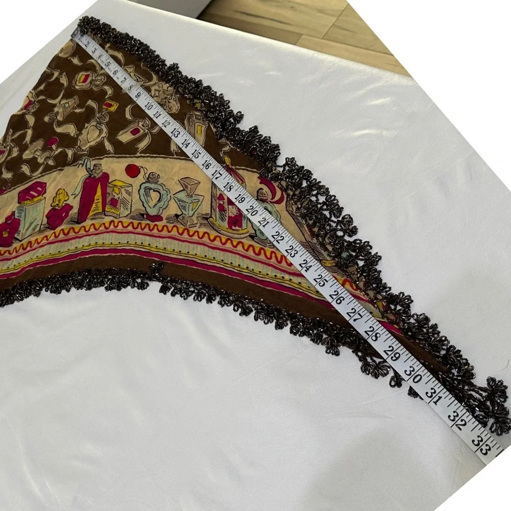 Vintage ATG Perfume Bottle Beaded Fringe Scarf Wrap Shawl Whimsigoth Gypsy Boho